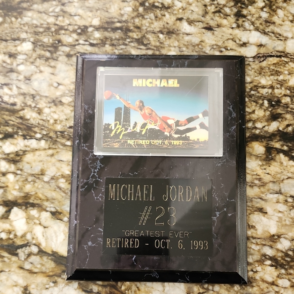 Michael Jordan 1993 Retirement Card #71 On a Plaque.